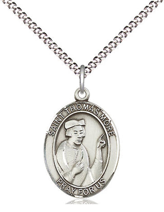 Sterling Silver Saint Thomas More Medal Religious Jewelry Engraved Catholic Saint Jewelry