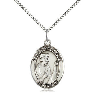 Sterling Silver Saint Thomas More Medal Religious Jewelry Engraved Catholic Saint Jewelry