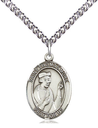 Sterling Silver Saint Thomas More Medal Religious Jewelry Engraved Catholic Saint Jewelry