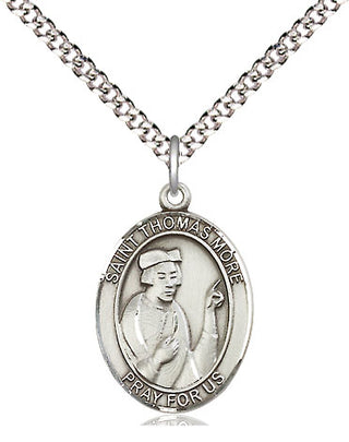 Sterling Silver Saint Thomas More Medal Religious Jewelry Engraved Catholic Saint Jewelry