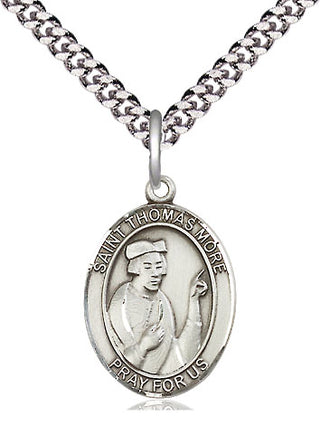 Sterling Silver Saint Thomas More Medal Religious Jewelry Engraved Catholic Saint Jewelry