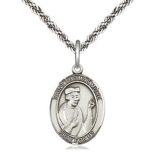 Sterling Silver Saint Thomas More Medal Religious Jewelry Engraved Catholic Saint Jewelry