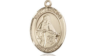 14kt Gold Filled Saint Veronica Medal Engraved Catholic Saint Jewelry