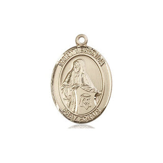 14kt Gold Saint Veronica Medal Engraved Catholic Saint Jewelry