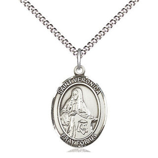Pewter Saint Veronica Medal Religious Jewelry Engraved Catholic Saint Jewelry