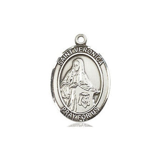 Pewter Saint Veronica Medal Engraved Catholic Saint Jewelry