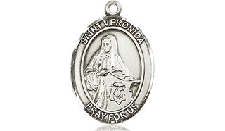 Sterling Silver Saint Veronica Medal Religious Jewelry Engraved Catholic Saint Jewelry