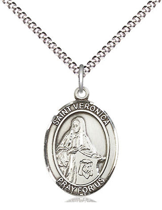Sterling Silver Saint Veronica Medal Religious Jewelry Engraved Catholic Saint Jewelry
