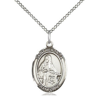 Sterling Silver Saint Veronica Medal Religious Jewelry Engraved Catholic Saint Jewelry