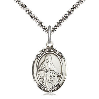 Sterling Silver Saint Veronica Medal Religious Jewelry Engraved Catholic Saint Jewelry