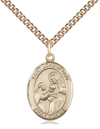 14kt Gold Filled Saint John of God Medal Religious Jewelry Engraved Catholic Saint Jewelry