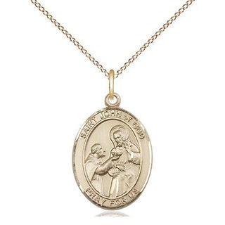 14kt Gold Saint John of God Medal Engraved Catholic Saint Jewelry