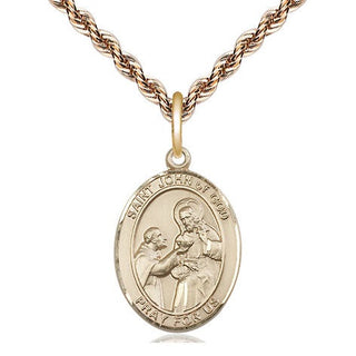 14kt Gold Saint John of God Medal Engraved Catholic Saint Jewelry
