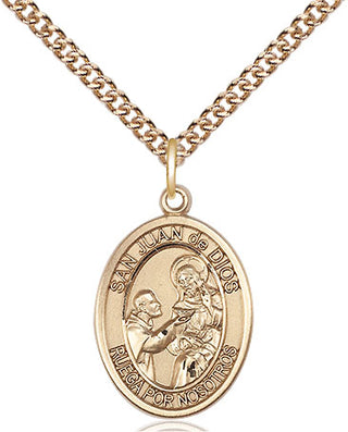 14kt Gold Filled San Juan de Dios Medal Religious Jewelry Engraved Catholic Saint Jewelry