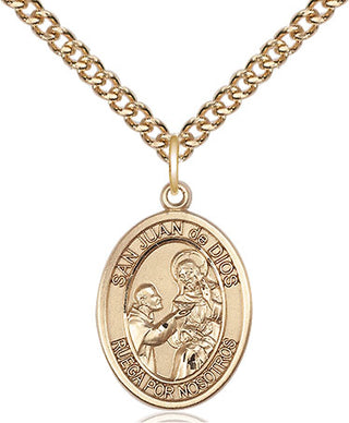 14kt Gold San Juan de Dios Medal Engraved Catholic Saint Jewelry