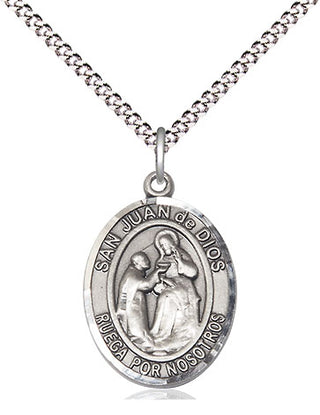 Pewter San Juan de Dios Medal Religious Jewelry Engraved Catholic Saint Jewelry