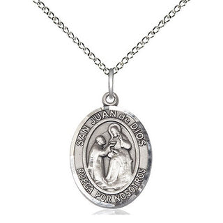 Sterling Silver San Juan de Dios Medal Religious Jewelry Engraved Catholic Saint Jewelry