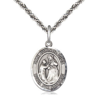Sterling Silver San Juan de Dios Medal Religious Jewelry Engraved Catholic Saint Jewelry