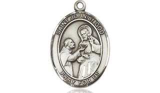 Sterling Silver Saint John of God Medal Religious Jewelry Engraved Catholic Saint Jewelry