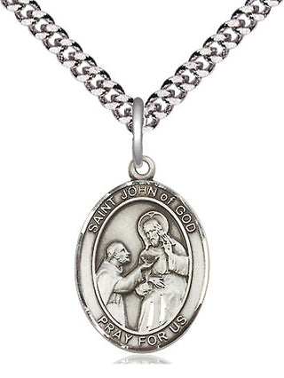 Sterling Silver Saint John of God Medal Religious Jewelry Engraved Catholic Saint Jewelry