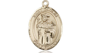 14kt Gold Filled Saint Casimir of Poland Medal Engraved Catholic Saint Jewelry