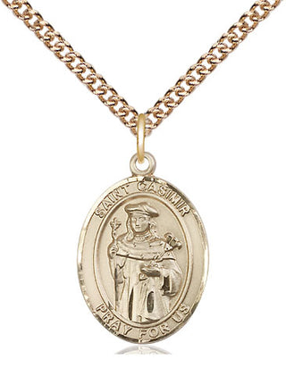 14kt Gold Filled Saint Casimir of Poland Medal Religious Jewelry Engraved Catholic Saint Jewelry