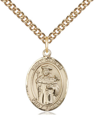 14kt Gold Saint Casimir of Poland Medal Engraved Catholic Saint Jewelry