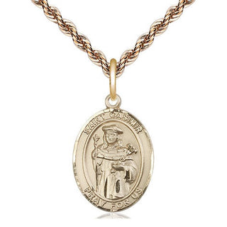 14kt Gold Saint Casimir of Poland Medal Engraved Catholic Saint Jewelry