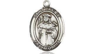 Pewter Saint Casimir of Poland Medal Engraved Catholic Saint Jewelry