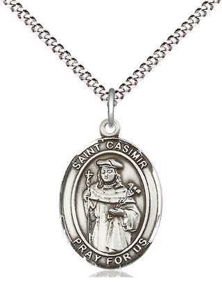 Pewter Saint Casimir of Poland Medal Religious Jewelry Engraved Catholic Saint Jewelry