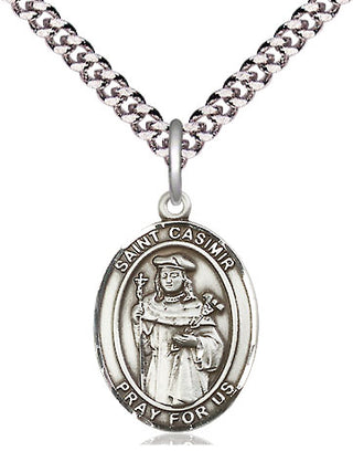 Pewter Saint Casimir of Poland Medal Religious Jewelry Engraved Catholic Saint Jewelry