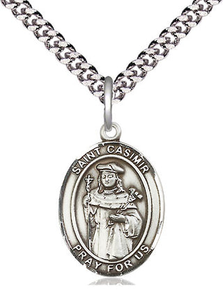 Pewter Saint Casimir of Poland Medal Religious Jewelry Engraved Catholic Saint Jewelry
