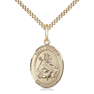 14kt Gold Filled Saint William of Rochester Medal Religious Jewelry Engraved Catholic Saint Jewelry