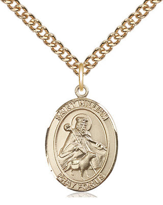 14kt Gold Filled Saint William of Rochester Medal Religious Jewelry Engraved Catholic Saint Jewelry