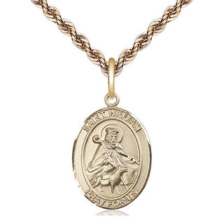 14kt Gold Filled Saint William of Rochester Medal Religious Jewelry Engraved Catholic Saint Jewelry