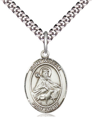 Pewter Saint William of Rochester Medal Religious Jewelry Engraved Catholic Saint Jewelry