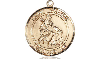 14kt Gold Filled Saint William of Rochester Medal Engraved Catholic Saint Jewelry