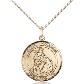 14kt Gold Filled Saint William of Rochester Medal Religious Jewelry Engraved Catholic Saint Jewelry