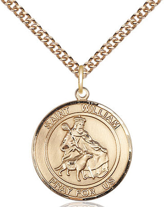 14kt Gold Filled Saint William of Rochester Medal Religious Jewelry Engraved Catholic Saint Jewelry