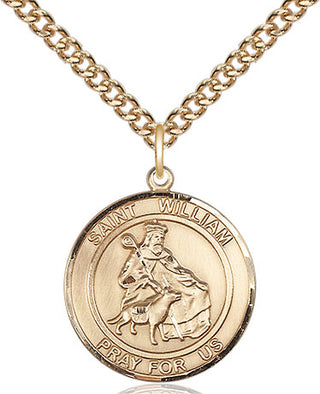 14kt Gold Filled Saint William of Rochester Medal Religious Jewelry Engraved Catholic Saint Jewelry