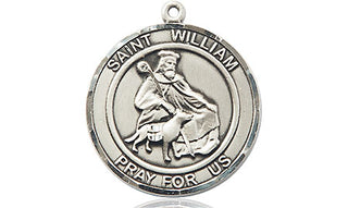 Sterling Silver Saint William of Rochester Medal Religious Jewelry Engraved Catholic Saint Jewelry