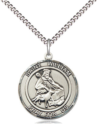 Sterling Silver Saint William of Rochester Medal Religious Jewelry Engraved Catholic Saint Jewelry