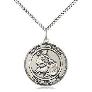 Sterling Silver Saint William of Rochester Medal Religious Jewelry Engraved Catholic Saint Jewelry