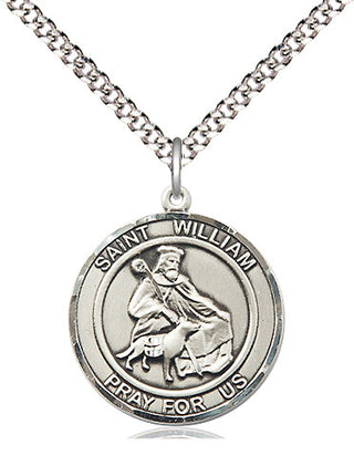 Sterling Silver Saint William of Rochester Medal Religious Jewelry Engraved Catholic Saint Jewelry