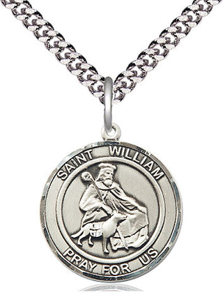 Sterling Silver Saint William of Rochester Medal Religious Jewelry Engraved Catholic Saint Jewelry