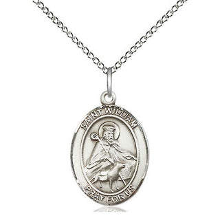 Sterling Silver Saint William of Rochester Medal Religious Jewelry Engraved Catholic Saint Jewelry