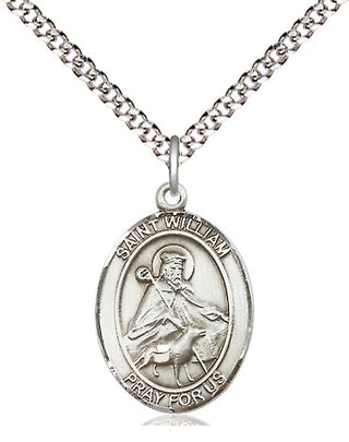 Sterling Silver Saint William of Rochester Medal Religious Jewelry Engraved Catholic Saint Jewelry
