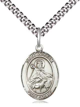 Sterling Silver Saint William of Rochester Medal Religious Jewelry Engraved Catholic Saint Jewelry