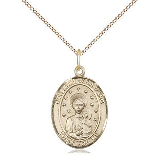 14kt Gold Filled Our Lady of la Vang Medal Religious Jewelry Engraved Catholic Saint Jewelry