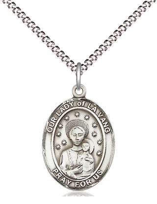 Pewter Our Lady of la Vang Medal Religious Jewelry Engraved Catholic Saint Jewelry